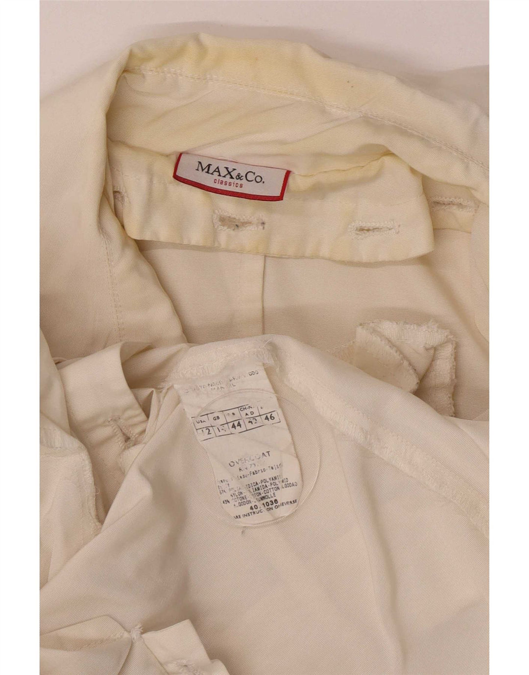 Max & Co. Damen Trenchcoat UK 14 Medium Off White Polyamid