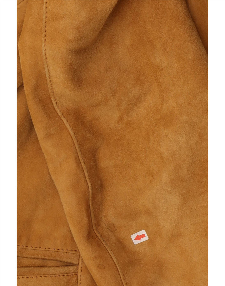 Monpel Damen 2-Knopf-Wildleder-Blazerjacke IT 48 XL Beige Leder