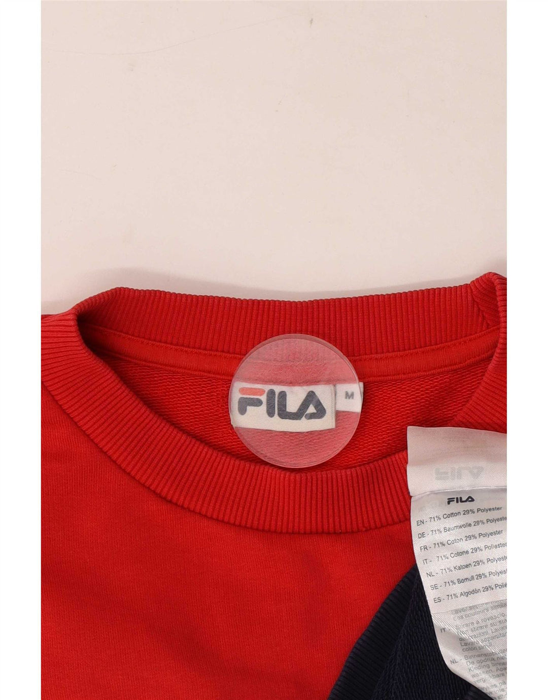 Fila Damen Grafik-Sweatshirt-Pullover UK 14 Mittelrote Colourblock-Baumwolle
