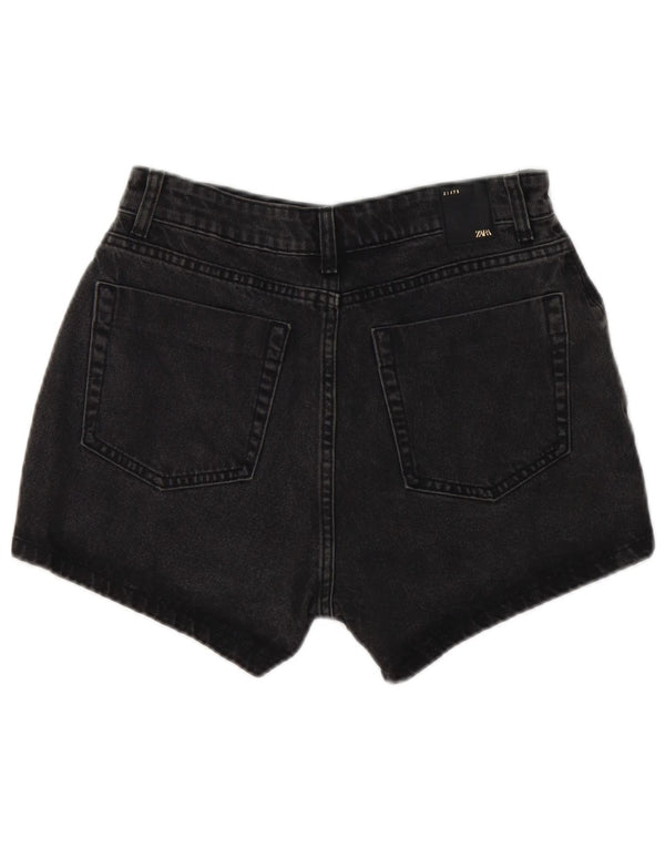 Zara Damen Skort Denim Shorts Medium W28 Schwarze Baumwolle