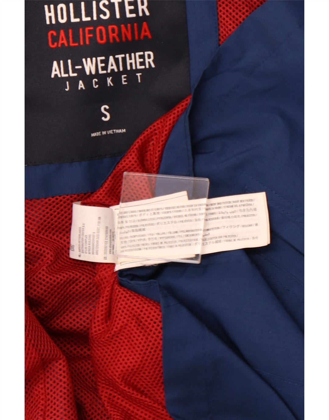 HOLLISTER Herren-Windbreakerjacke mit Kapuze, UK 36, Größe S, Marineblau, Polyester