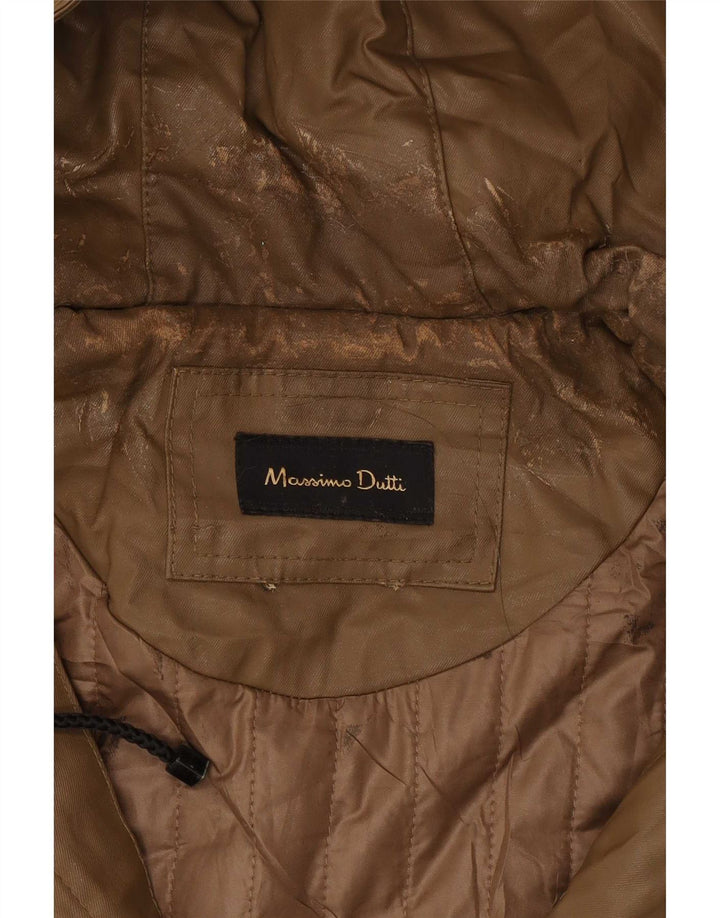 Massimo Dutti Damen-Parka mit Kapuze, UK 12, mittelbeige Baumwolle