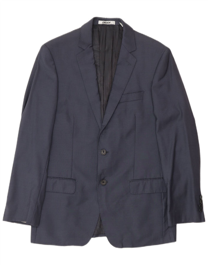 Dkny Herren-Blazer mit 2 Knöpfen, UK 38, mittelmarineblaue Wolle