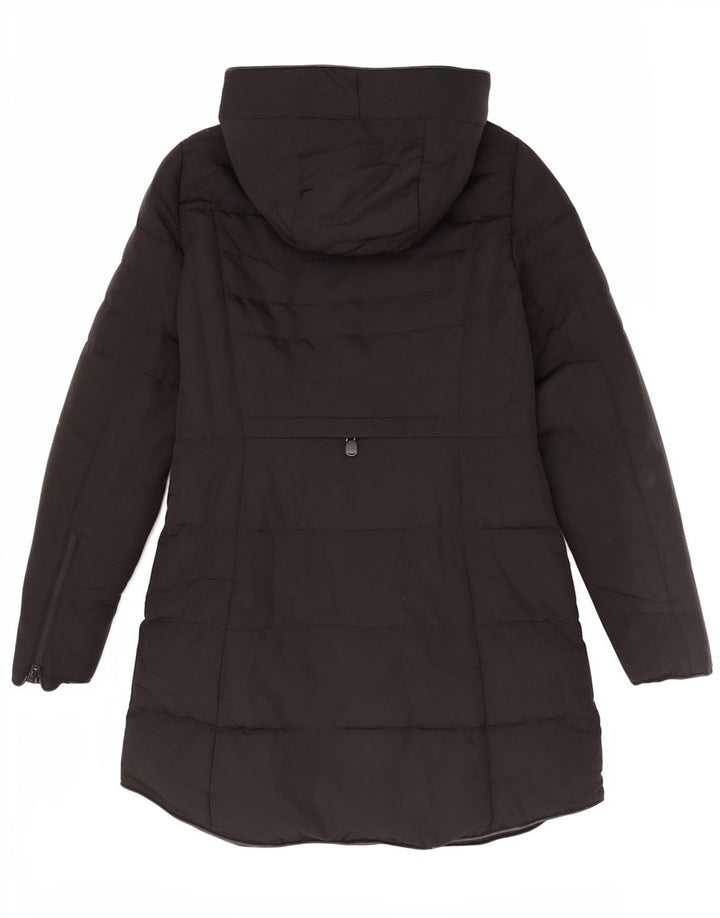 Zara Damen Kapuzenmantel, gepolstert, UK 14, mittelschwarz
