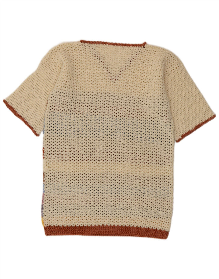 Vintage Damen V-Ausschnitt Pullover Pullover UK 14 Medium Bunt gestreift