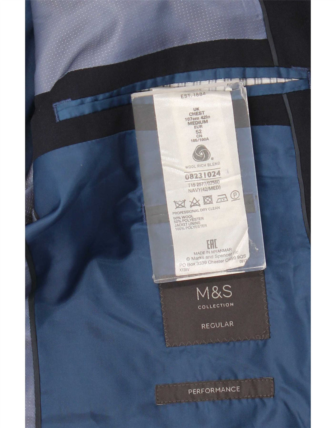 Marks & Spencer Herren-Blazer mit 2 Knöpfen, Gr. 42, Marineblau