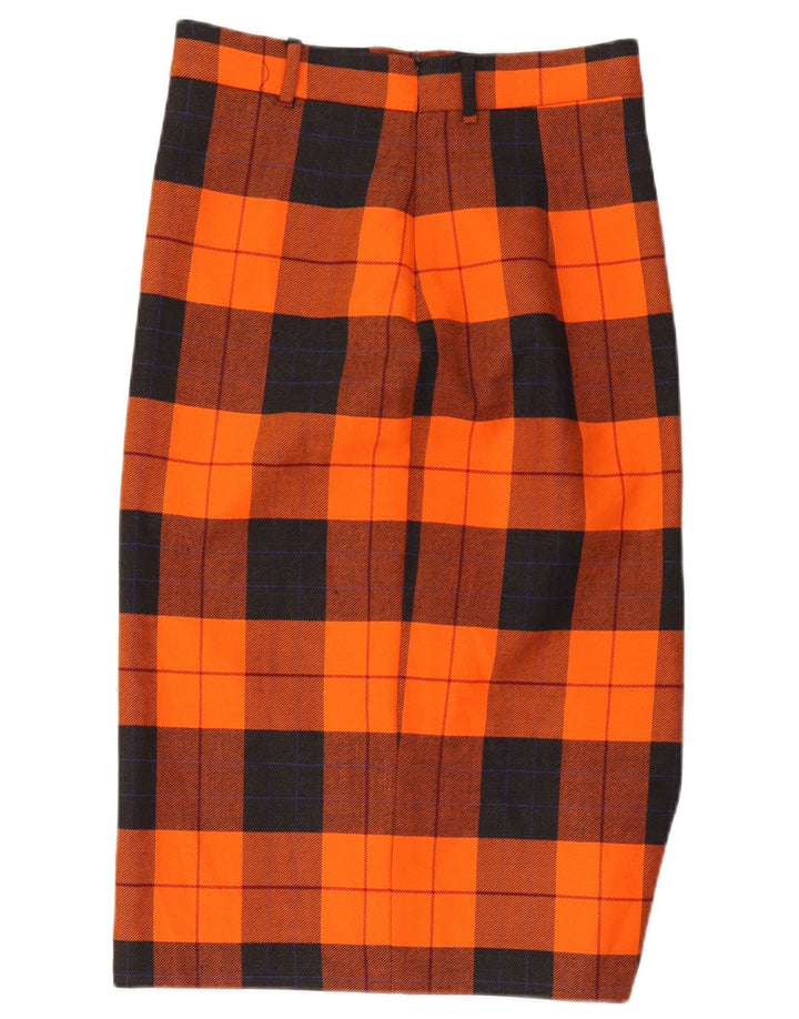 Vintage Damen Gerader Rock W30 Mittelorange kariert