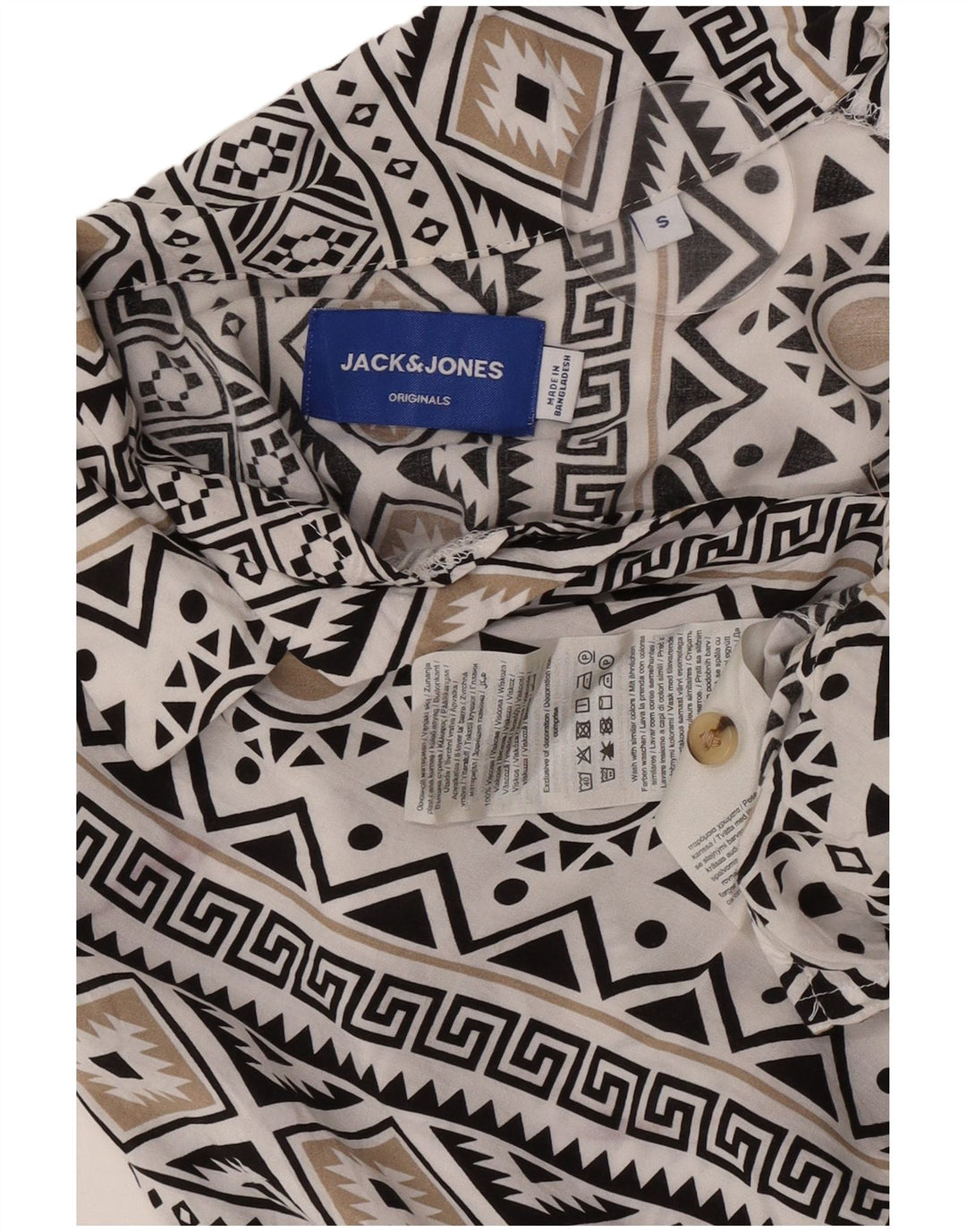 Jack & Jones Herren Kurzarmhemd Kleine weiße geometrische Viskose