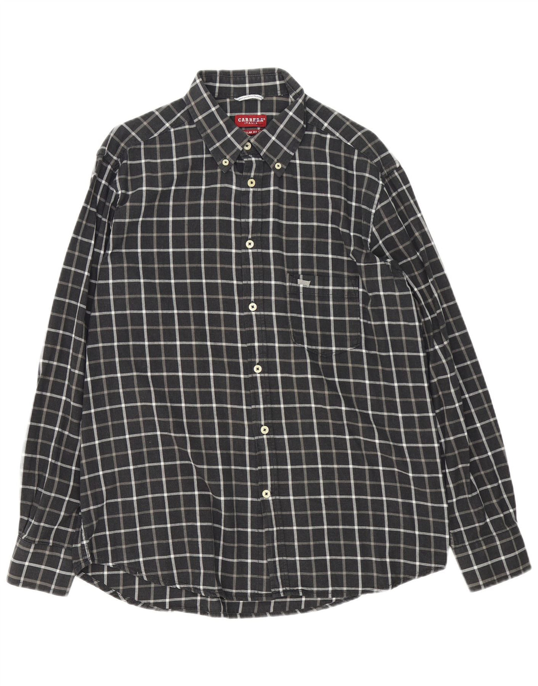 Carrera Herren-Hemd mit normaler Passform, XL, grau kariert, Baumwolle