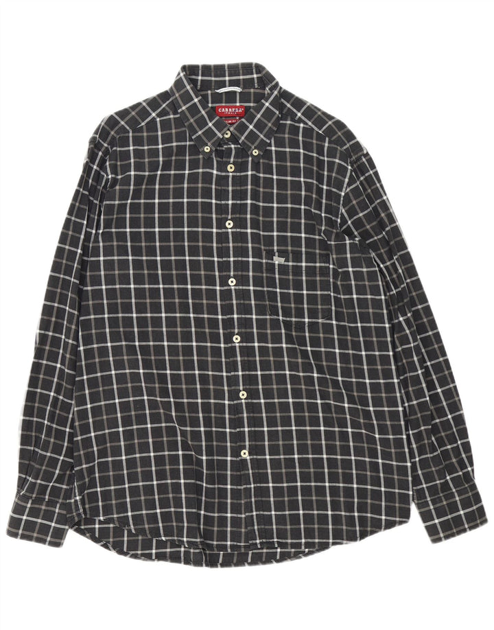 Carrera Herren-Hemd mit normaler Passform, XL, grau kariert, Baumwolle