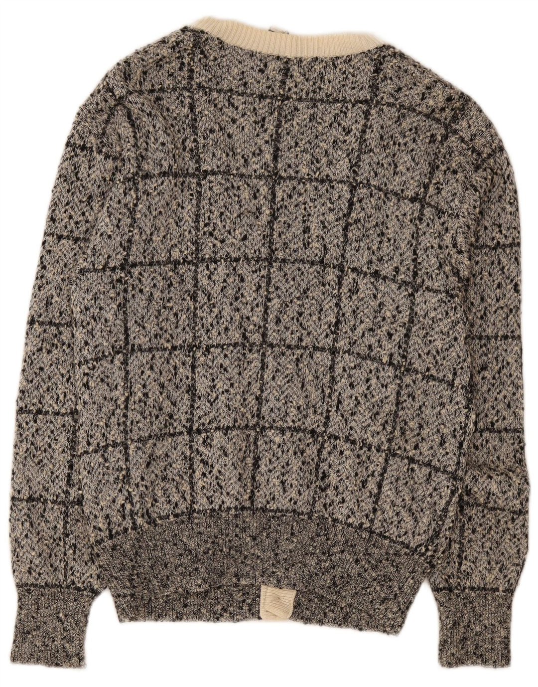 Valentino Herren-Strickjacke, klein, grau kariert, Baumwolle
