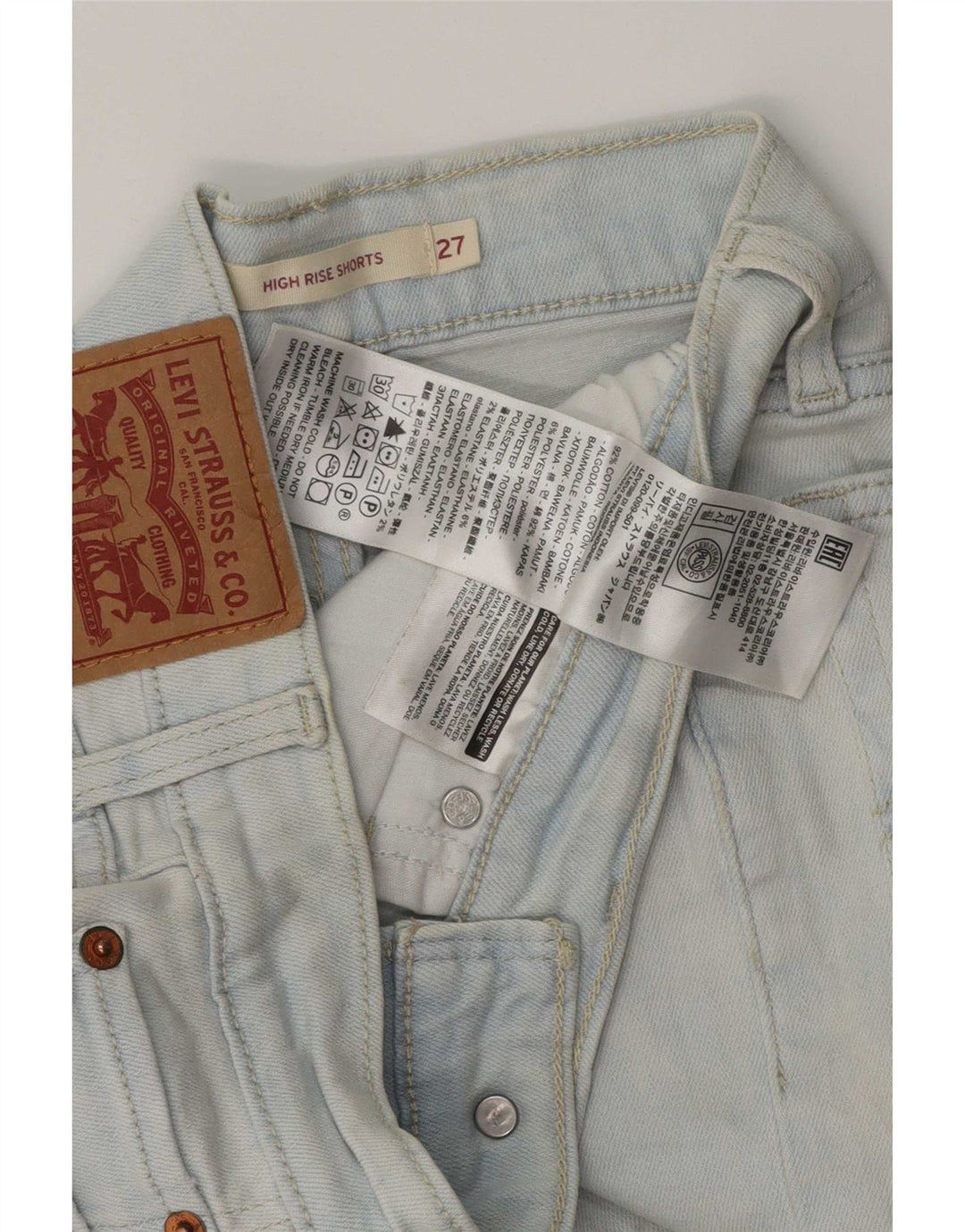 Levi's Damen-Jeansshorts mit hoher Taille, W27, klein, blaue Baumwolle