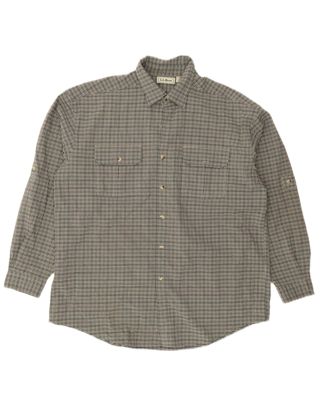 L.L.Bean Herren-Flanellhemd XL, grün kariert, Polyester