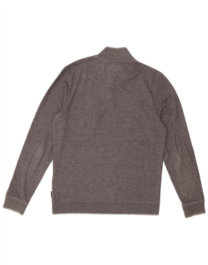 TED BAKER Herren-Sweatshirt mit Reißverschluss am Hals, Größe 3, mittelgraue Baumwolle