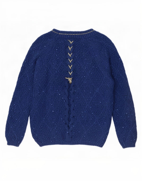 Vintage Damen Pullover mit U-Boot-Ausschnitt, UK 16, Groß, Blau