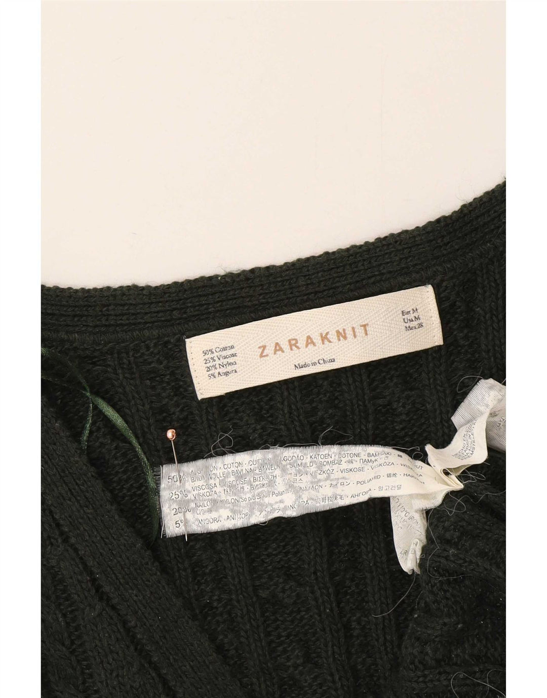 Zara Damen-Cardigan-Pullover UK 12 Mittelgrüne Baumwolle