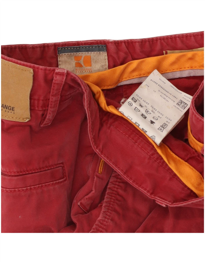 Hugo Boss Herren Chinoshorts W33 Mittelrote Baumwolle
