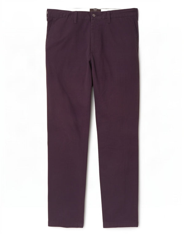 Marks & Spencer Herren Tapered Chinohose W34 L29 Marineblaue Baumwolle