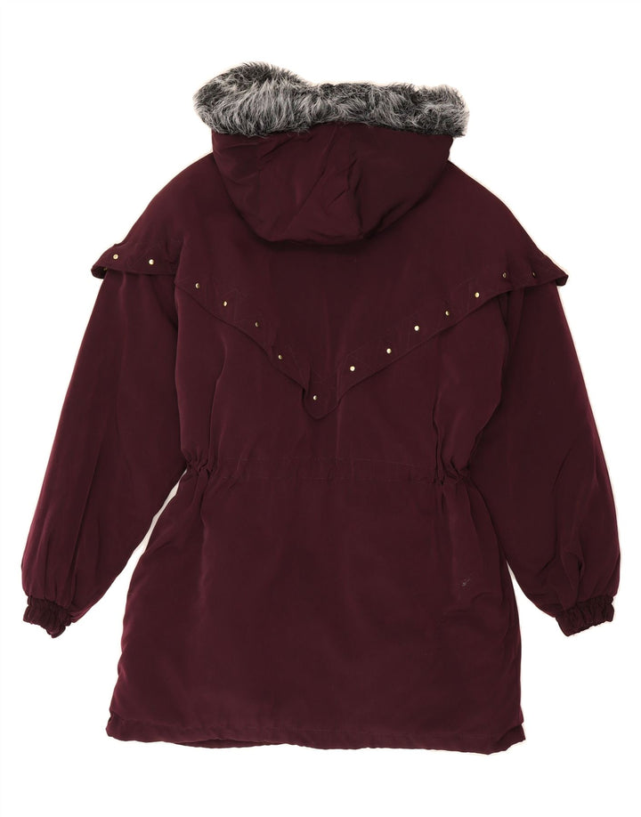 VINTAGE Womens Hooded Parka Jacket UK 14 Medium Purple Polyester Vintage Vintage and Second-Hand Vintage from Messina Hembry 