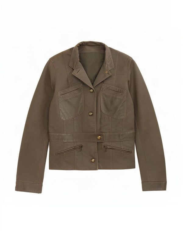 Vintage Damen Lederjacke IT 44 Medium Khaki