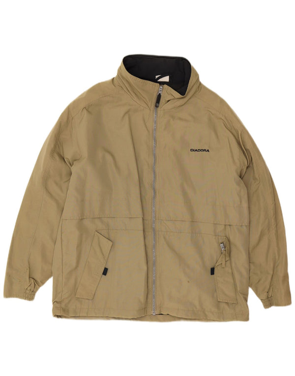Diadora Herren-Regenjacke mit Kapuze, lockere Passform, UK 36, Größe S, Khaki, Polyamid