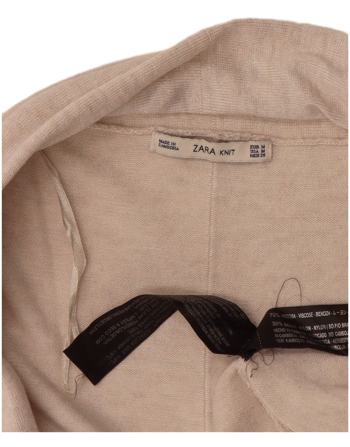 Offener Cardigan für Damen von Zara, Gr. 14, mittlere beige Viskose