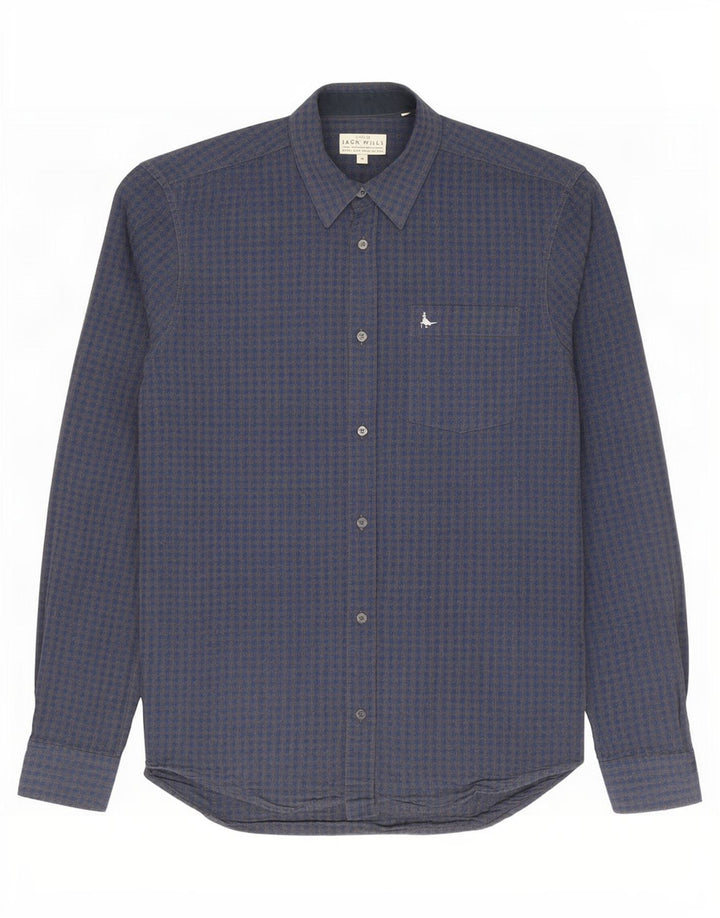 Jack Wills Slim-Fit-Hemd für Herren aus mittelblauer Gingham-Baumwolle in Marineblau