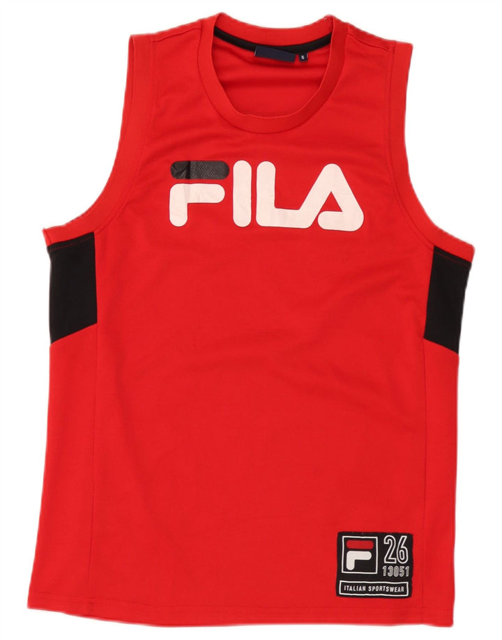 Fila Herren Grafik-Weste-Top, klein, rot, Farbblock-Polyester