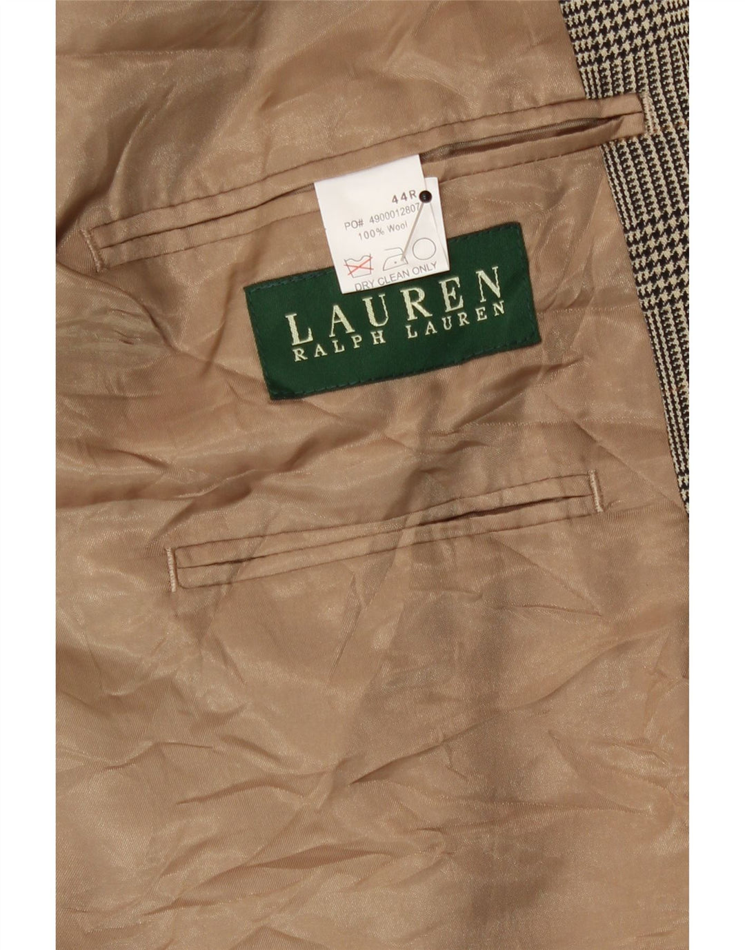Polo Ralph Lauren Herren-Blazer mit 2 Knöpfen, UK 44, 2XL, beige Hahnentrittmuster