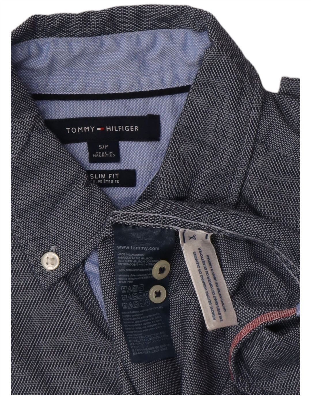 TOMMY HILFIGER Herren Slim Fit Hemd Small Marineblau Baumwolle