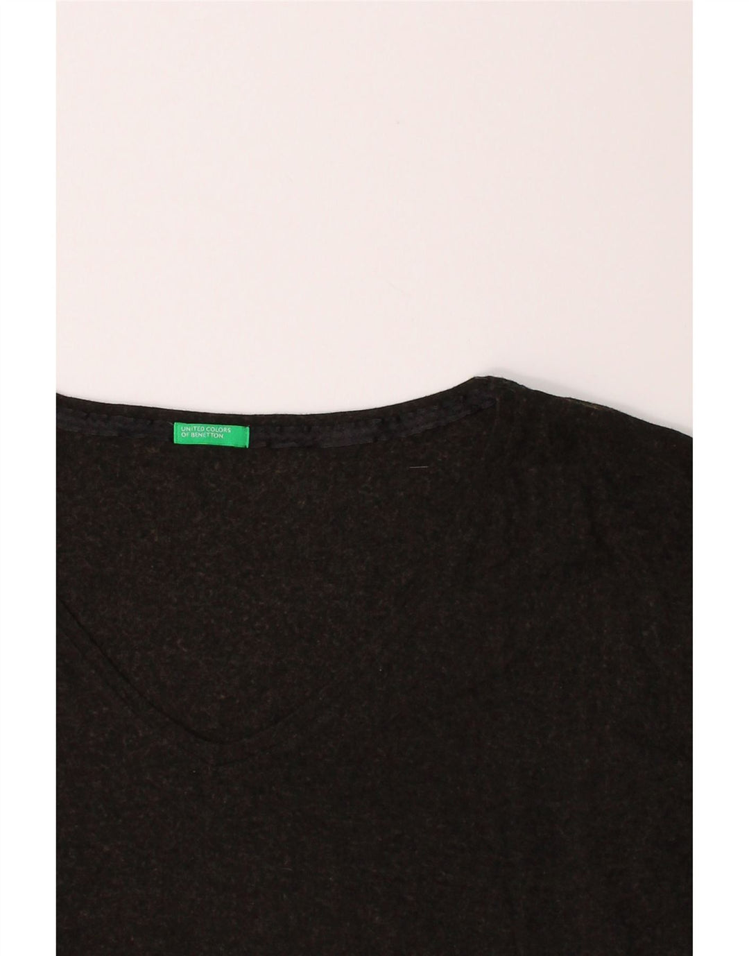 BENETTON Womens V-Neck Jumper Sweater UK 14 Large Grey Wool Vintage Benetton and Second-Hand Benetton from Messina Hembry 