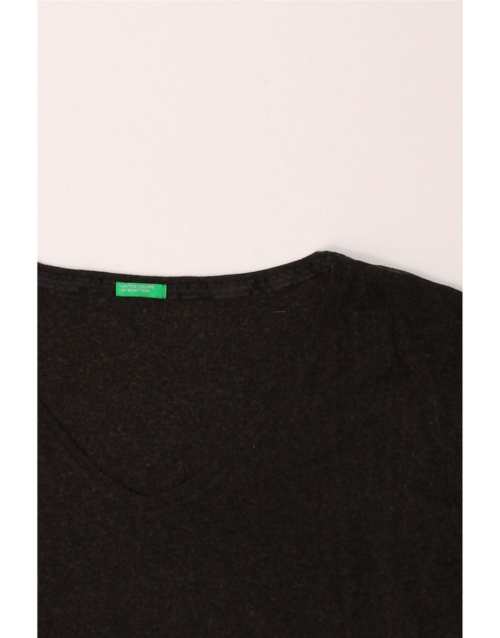 BENETTON Womens V-Neck Jumper Sweater UK 14 Large Grey Wool Vintage Benetton and Second-Hand Benetton from Messina Hembry 