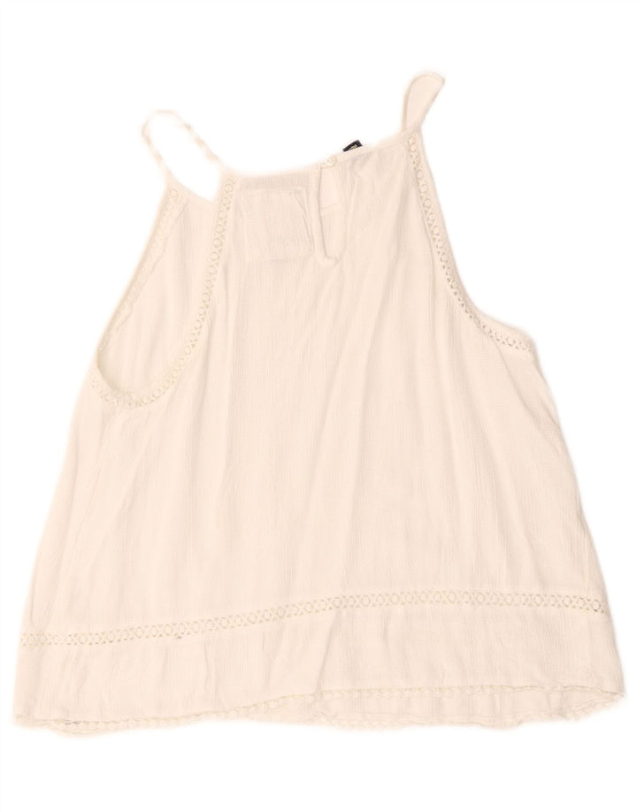 Superdry Damen ärmelloses, übergroßes Blusenoberteil, UK 10, Größe S, Weiß