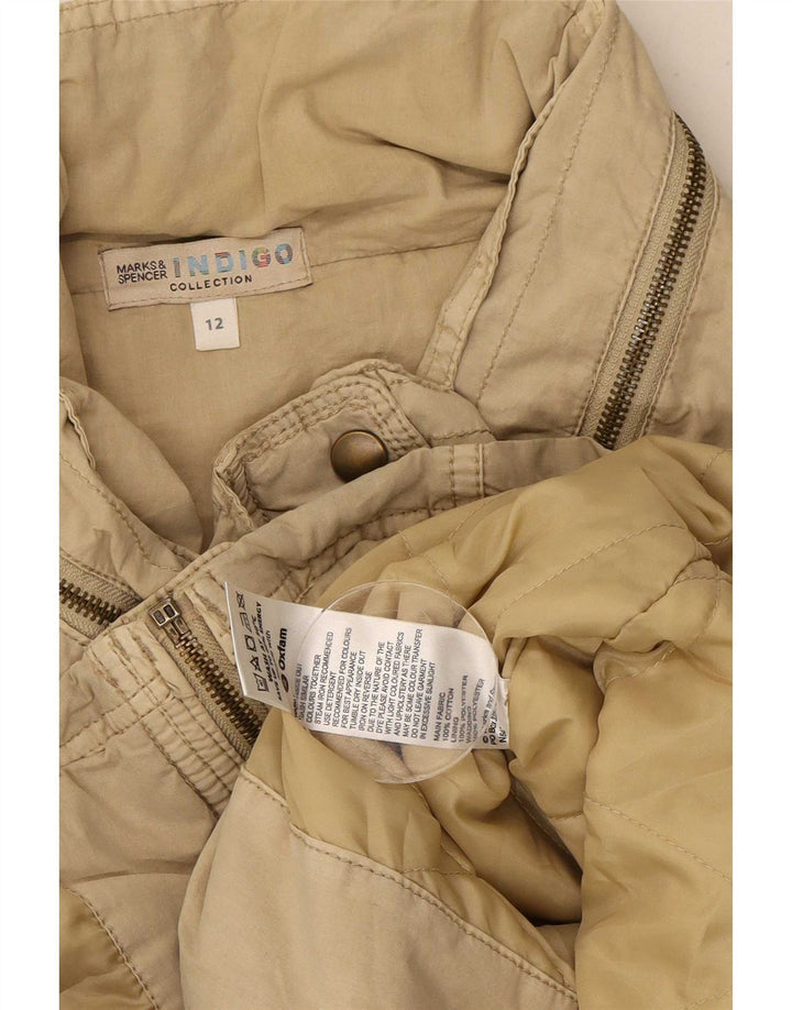 Marks & Spencer Damen-Utility-Jacke mit Kapuze, UK 12, mittelbeige Baumwolle