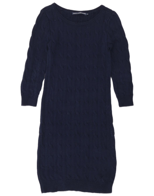 Ralph Lauren Damen-Pulloverkleid, UK 12, mittelmarineblaue Baumwolle
