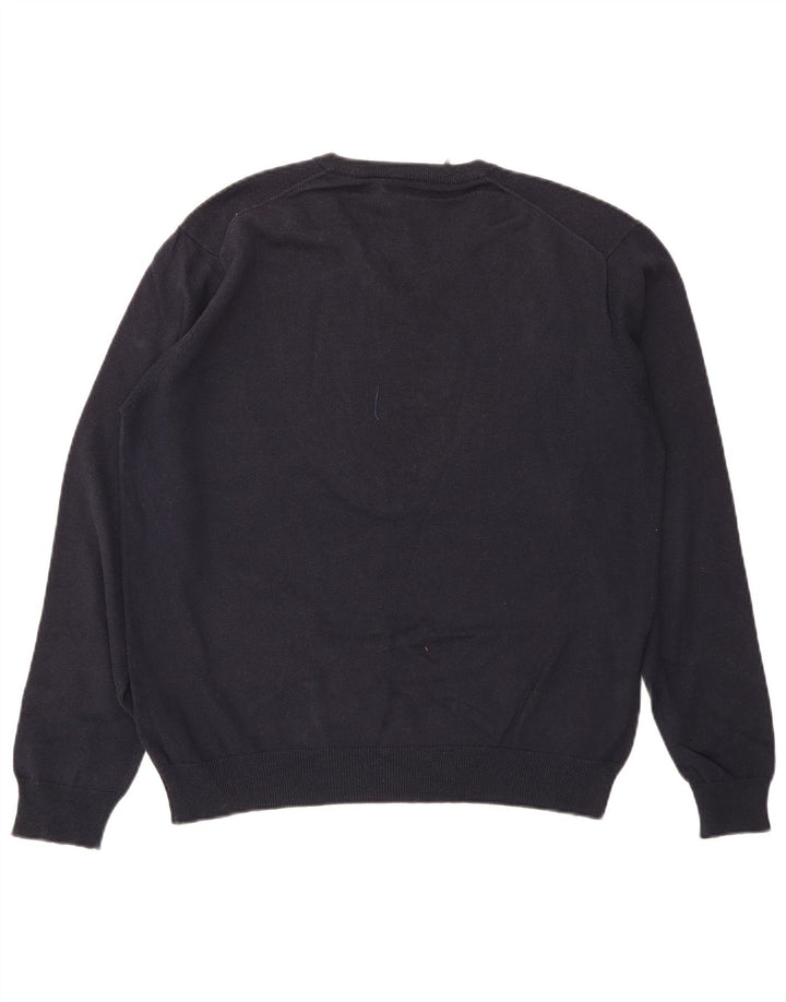 Gant Herren-Pullover mit V-Ausschnitt, groß, marineblaue Baumwolle