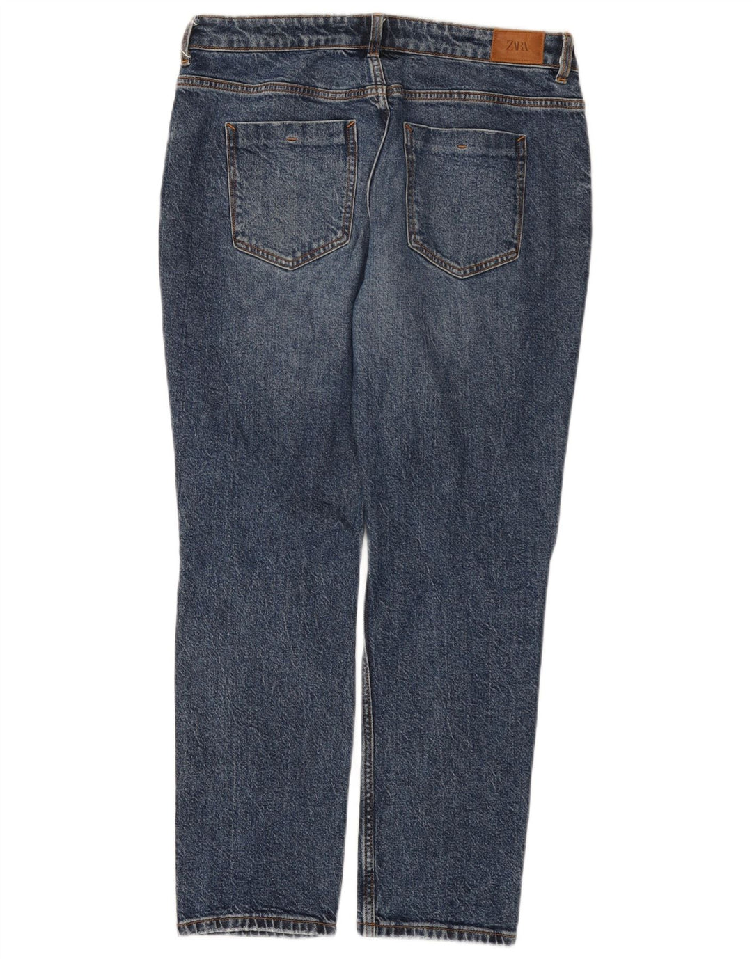 Zara Damen Distressed Straight Jeans EU 40 Medium W30 L28 Blaue Baumwolle