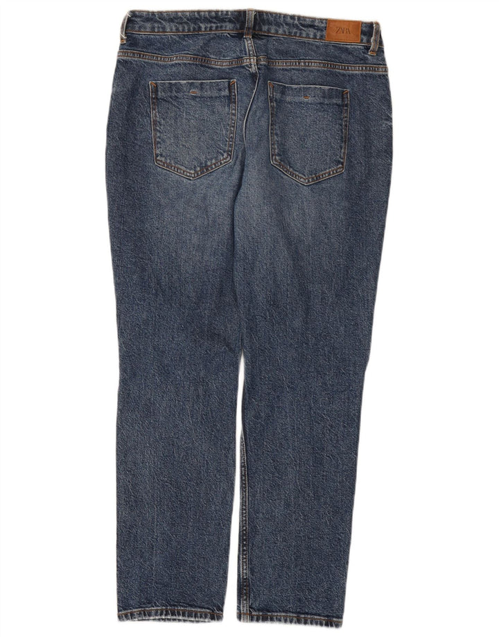 Zara Damen Distressed Straight Jeans EU 40 Medium W30 L28 Blaue Baumwolle