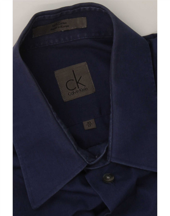 Calvin Klein Herrenhemd Größe 17 XL Blaue Baumwolle