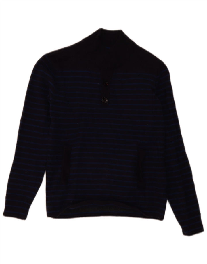 Reiss Damen-Pullover mit Knopfkragen, Gr. 12, mittleres Marineblau, gestreift