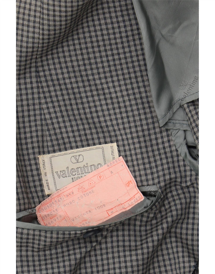 VALENTINO Mens 2 Button Blazer Jacket IT 46 Small Grey Check Cotton