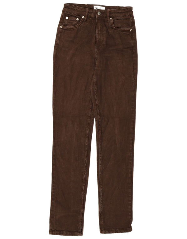 Zara Damen Slim Jeans EU 36 XS W26 L31 Braune Baumwolle
