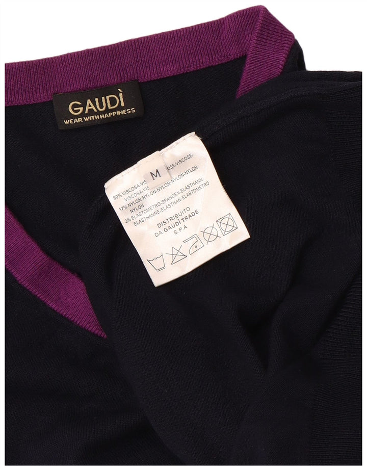 GAUDI Damen-Pullover mit V-Ausschnitt, UK 14, mittleres Marineblau, Farbblock