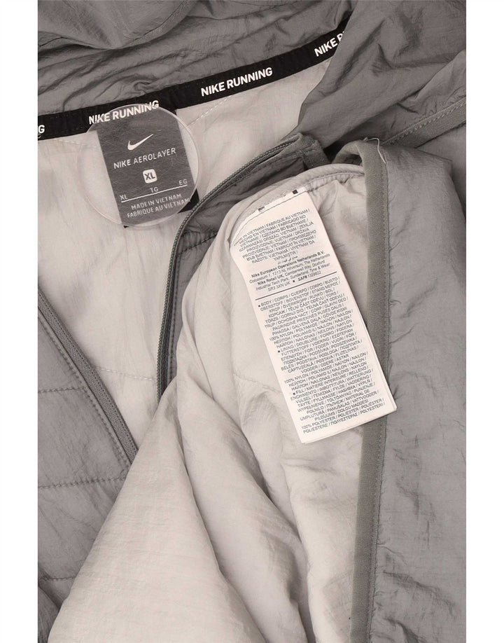 Nike Herren-Jacke mit Kapuze, gepolstert, Größe 42, XL, graues Nylon