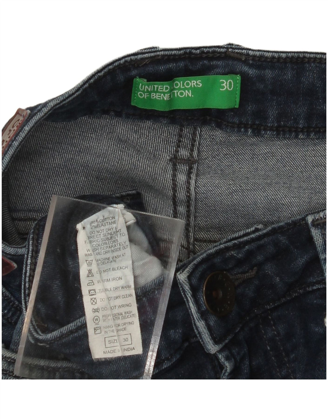 BENETTON Damen Slim Tapered Jeans W30 L30 Blaue Baumwolle
