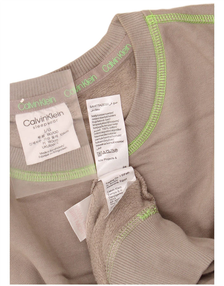 Calvin Klein Herren-Grafik-Oberteil, langärmelig, groß, braune Baumwolle