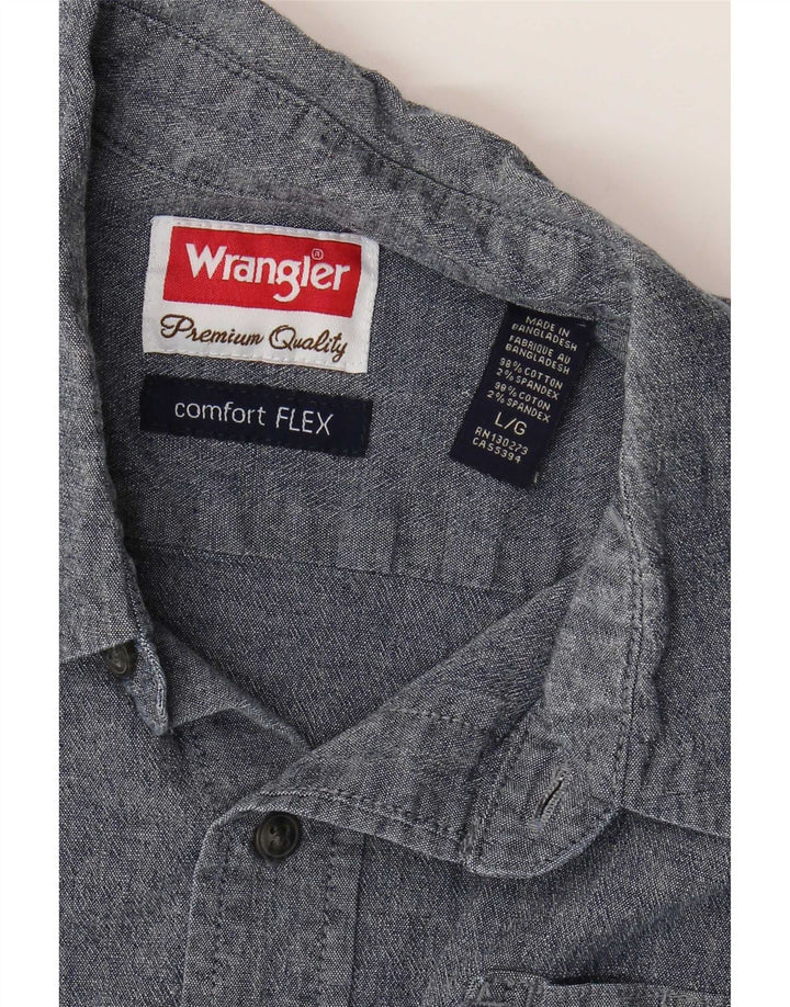 Wrangler Herren-Kurzarmhemd, groß, aus blauer Baumwolle