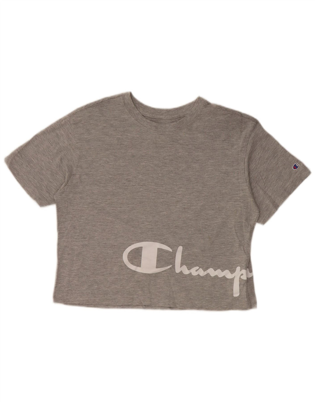 CHAMPION Damen Crop Graphic T-Shirt Top UK 10 Small Grau Baumwolle