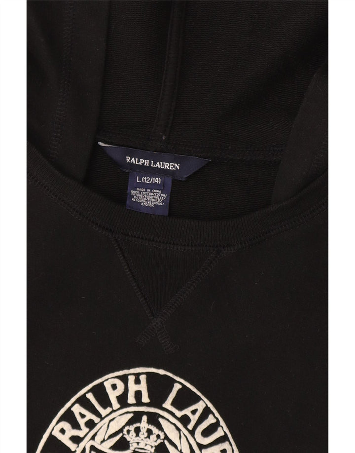 Ralph Lauren Kleid für Mädchen mit Grafik und tiefer Taille, 12–13 Jahre, Größe L, Schwarz, Baumwolle