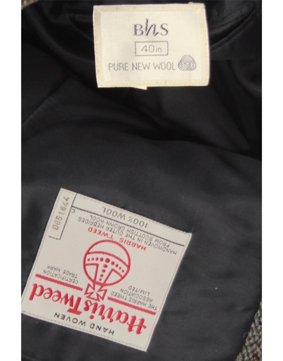 Bhs Herren Harris Tweed Blazer Jacke UK 38 Mittelgrau gefleckte Schurwolle